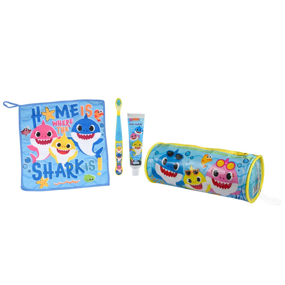 Set Baby Shark GELATTI Crema Dental + Cepillo Dental + Toalla + Cartuchera Paquete 4un