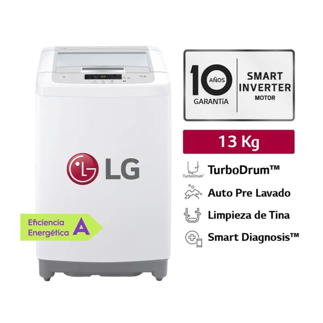 Lavadora de 13 Kg Carga Superior Smart Inverter con TurboDrum LG WT13WPBK