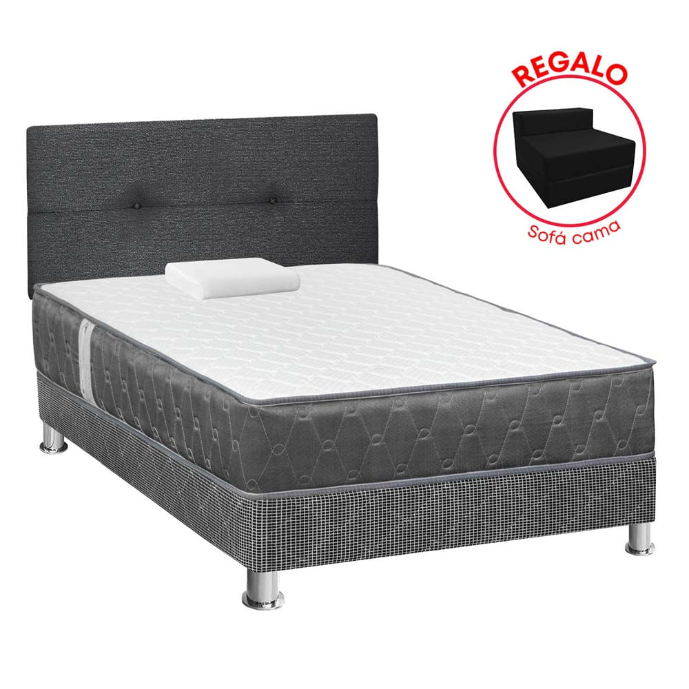 Dormitorio FORLI Acqua 1.5 Plazas Blanco/Gris + Sofá Cama