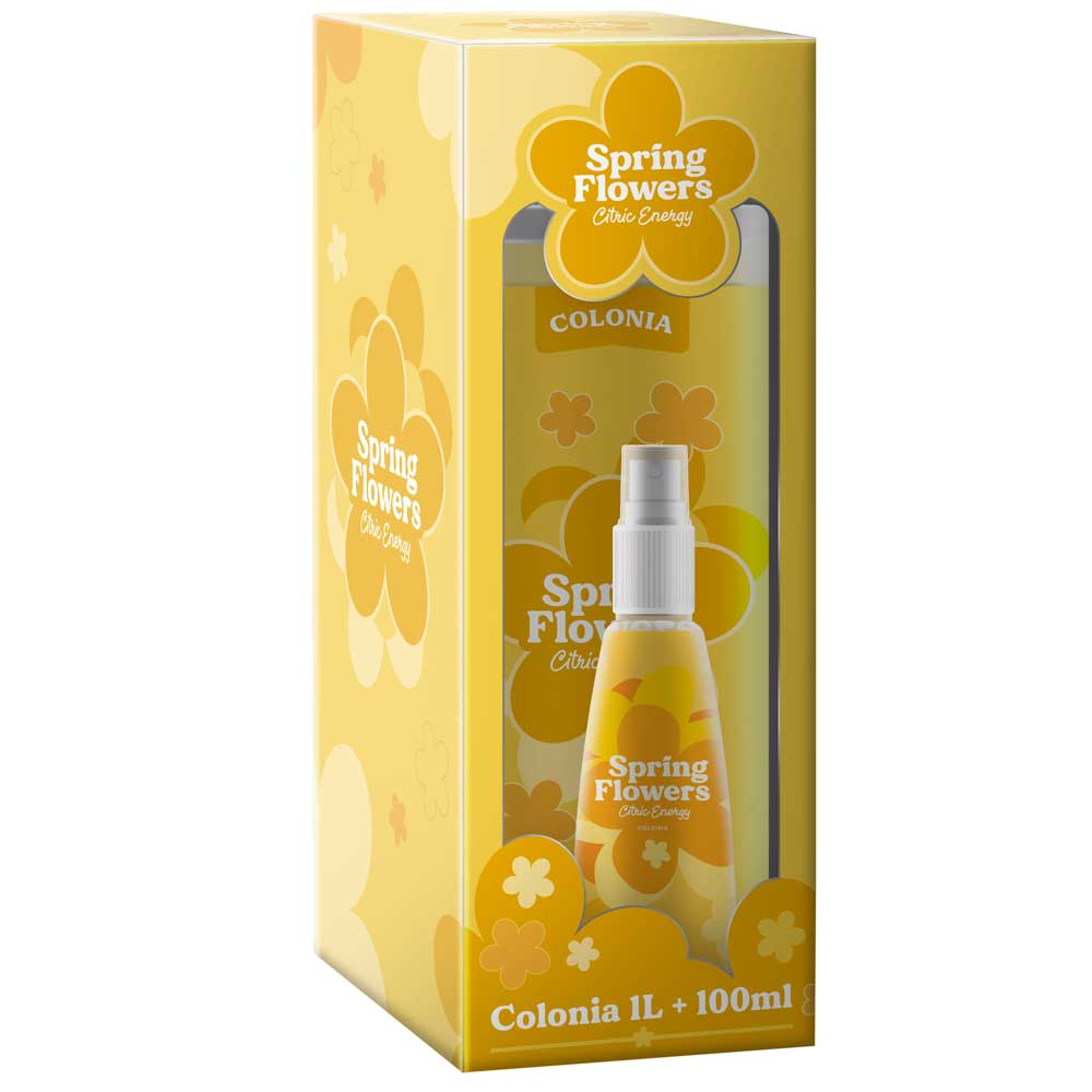 Pack Colonia SPRING FLOWER Citric Energy Frasco 1L + Colonia SPRING FLOWER Citric Energy Frasco 100ml