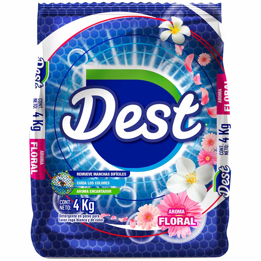 Detergente en Polvo DEST Floral Bolsa 4Kg