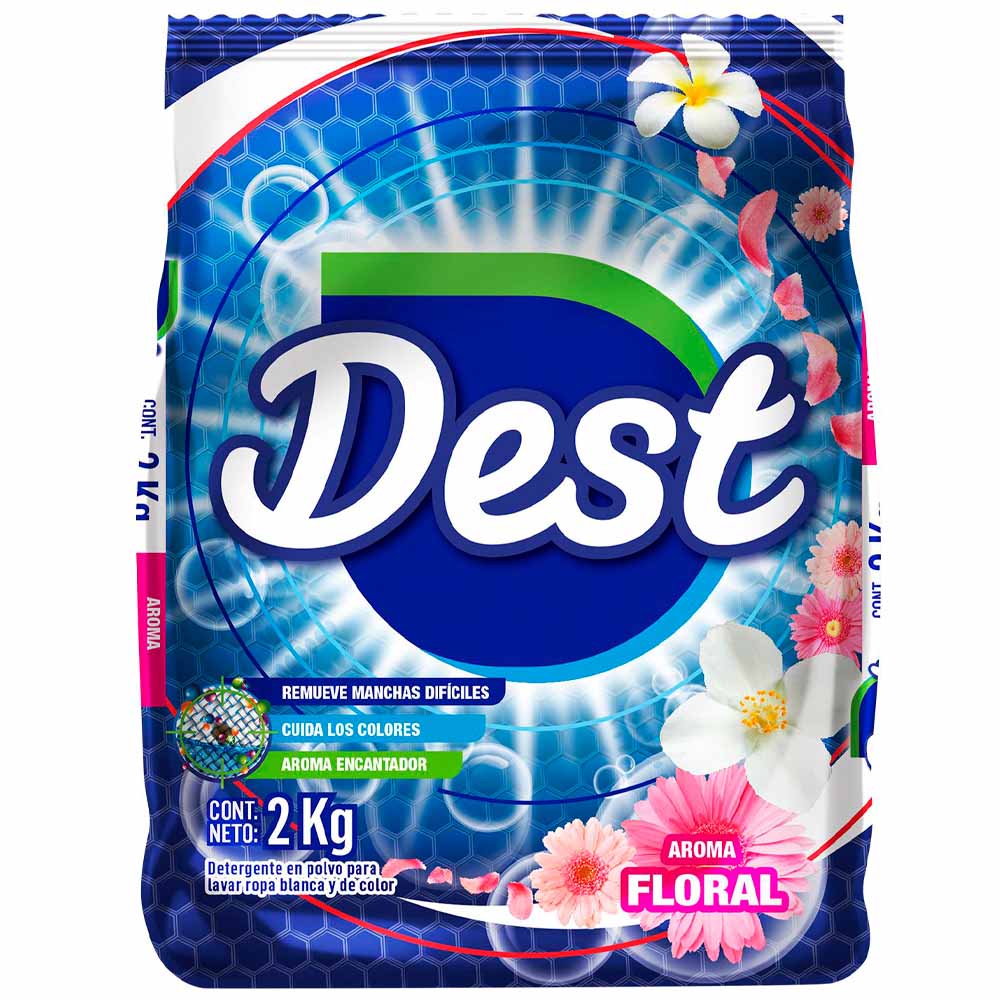 Detergente en Polvo DEST Floral Bolsa 2Kg