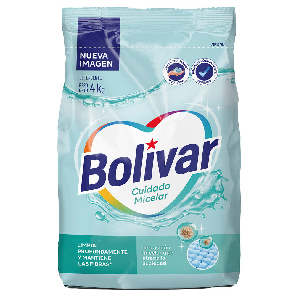Detergente en Polvo BOLIVAR Cuidado Micelar Bolsa 4Kg