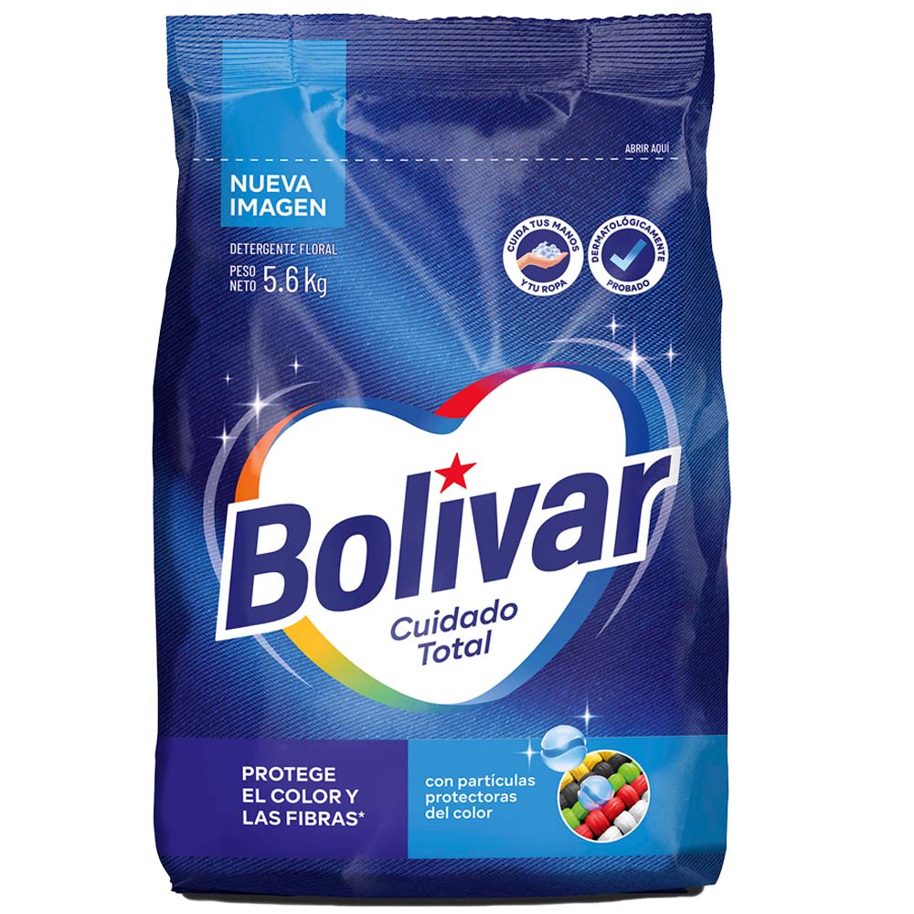 Detergente en Polvo BOLIVAR Cuidado Total Floral Bolsa 5.6Kg