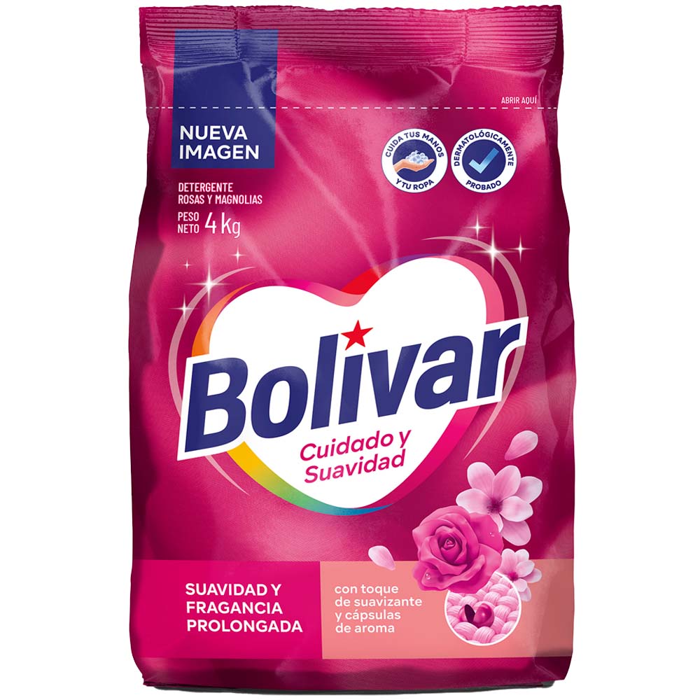 Detergente en Polvo BOLIVAR Cuidado y Suavidad Bolsa 4Kg