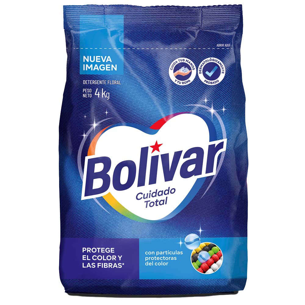 Detergente en Polvo BOLIVAR Cuidado Total Floral Bolsa 4Kg