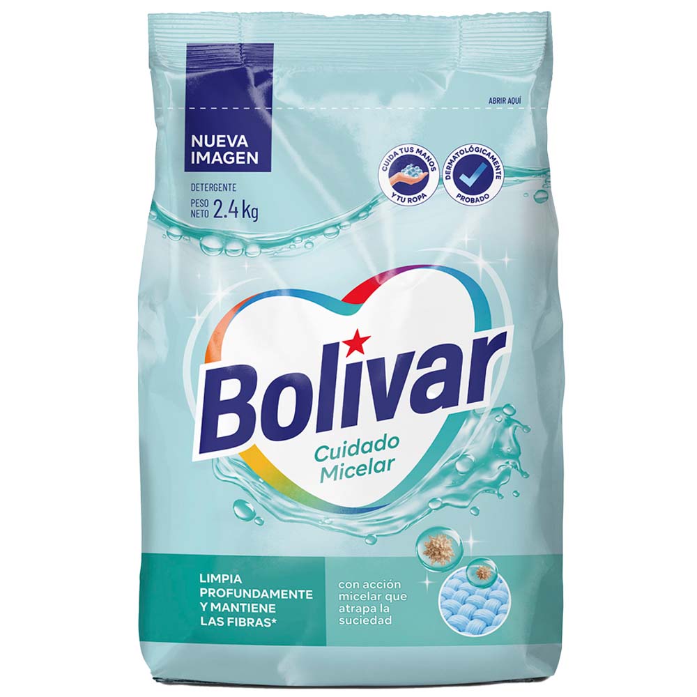 Detergente en Polvo BOLIVAR Cuidado Micelar Floral Bolsa 2.4Kg