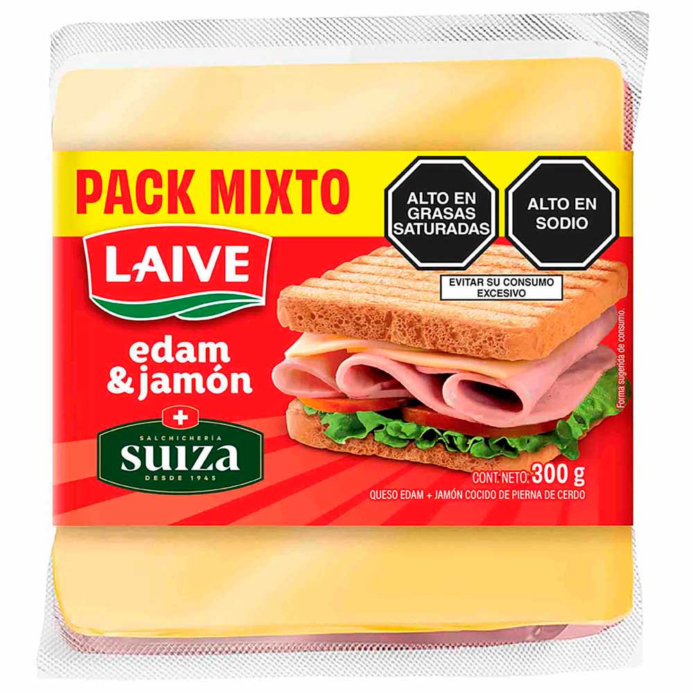 Pack Mixto Queso Edam + Jamón Americano LAIVE Paquete 300g
