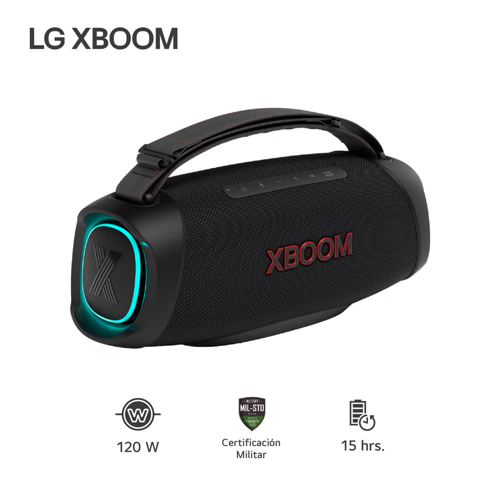 Parlante LG XBOOM Go XG8T 120W Bluetooth Certificación Militar 15 Horas de Batería