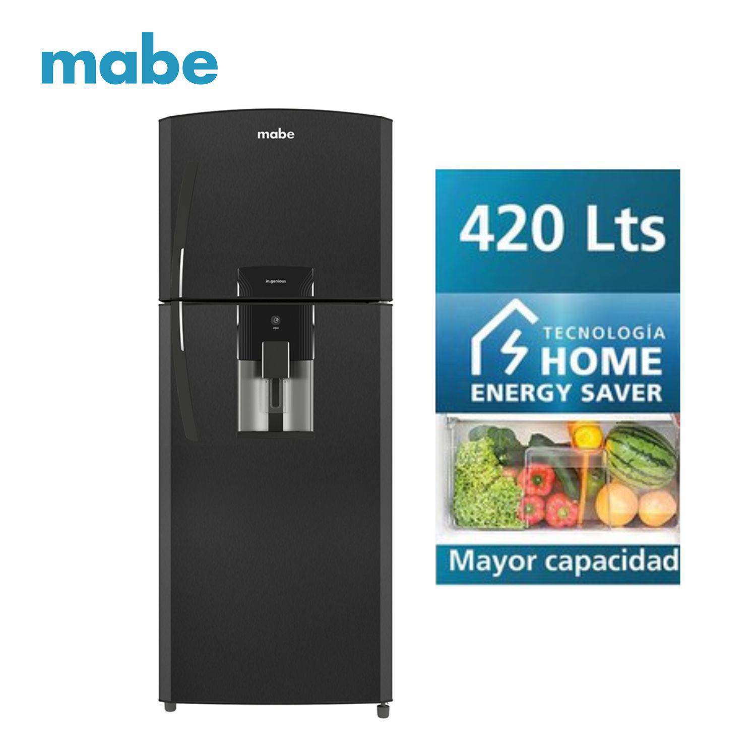 Refrigeradora de 420 Litros con Dispensador de Agua Mabe RMP425FJPC Negro Steel