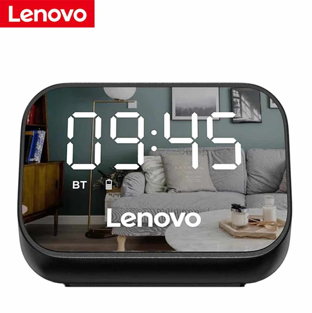 Reloj despertador con altavoz Lenovo TS13, multifuncional, 6 horas, bluetooth, rosado