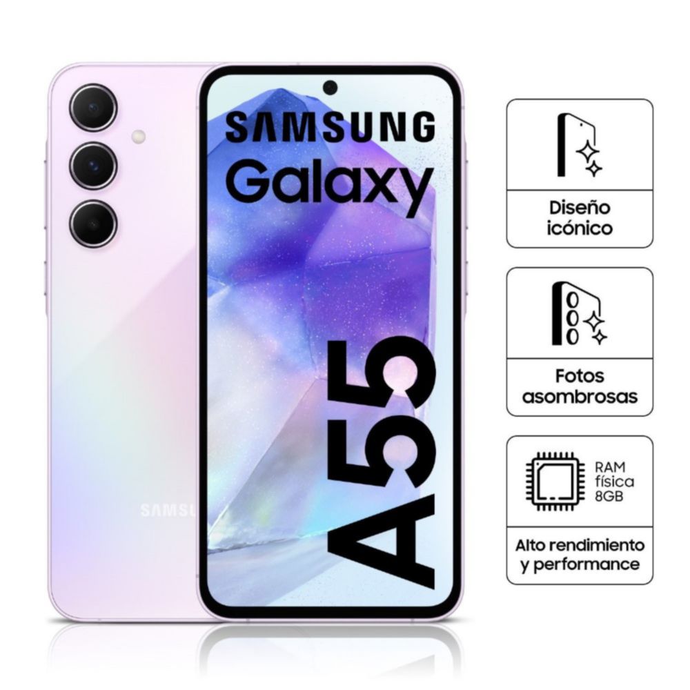 Celular Samsung Galaxy A55 256GB SSD 8GB RAM SM-A556ELVQLTP 6.6" Light Violet
