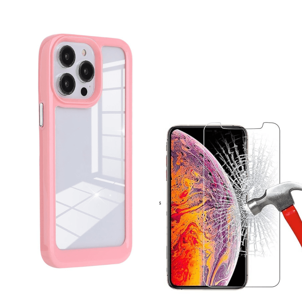 Case 360 Rosa Antishock Para IPhone15 pro max+ Mica de Vidrio