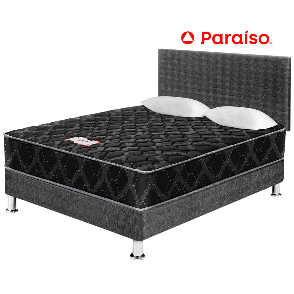 Dormitorio PARAISO Consul Black 2 Plazas + 2 Almohadas + Protector