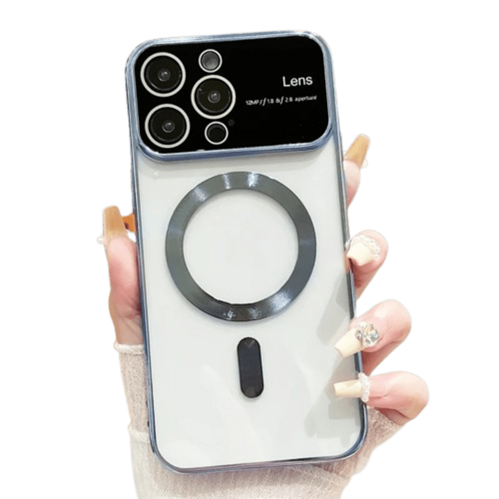 Funda para iPhone 15 Plus MagSafe Metalizado Azul Lens Protector Resistente a Caídas y Golpes