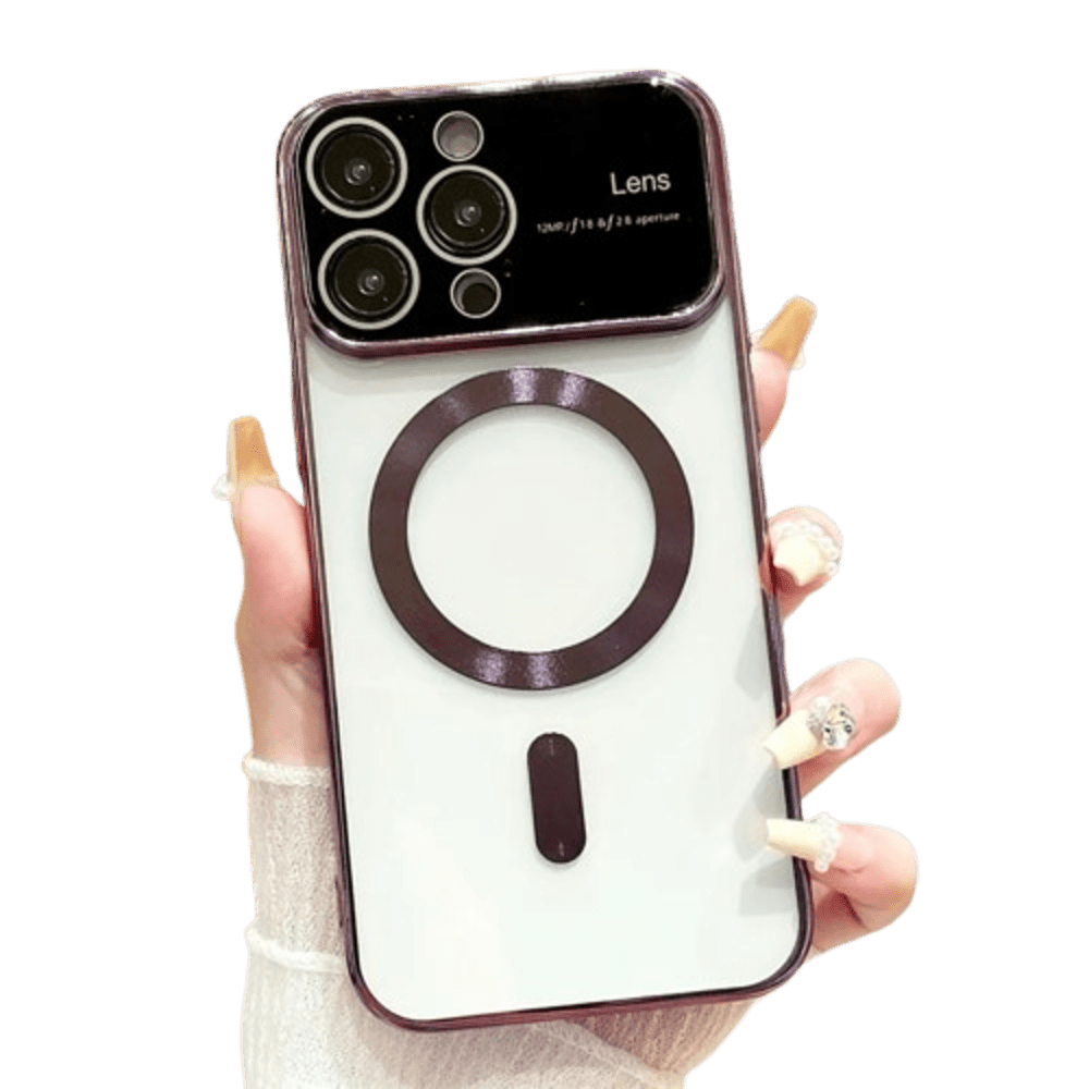 Funda para iPhone 15 Plus MagSafe Metalizado Morado Lens Protector Resistente a Caídas y Golpes