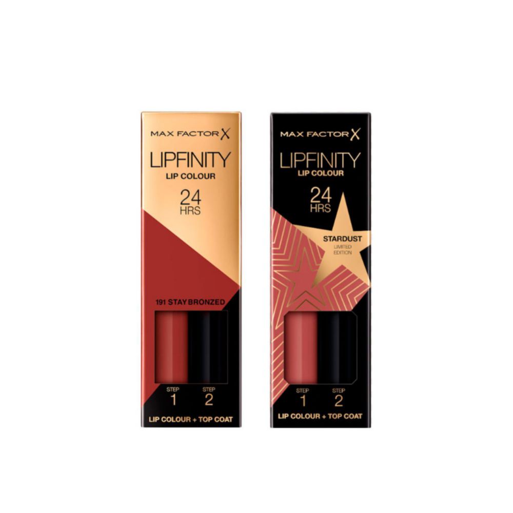 Pack2 Max Factor Labiales Lipfinity Stardust+Stay Bronzed
