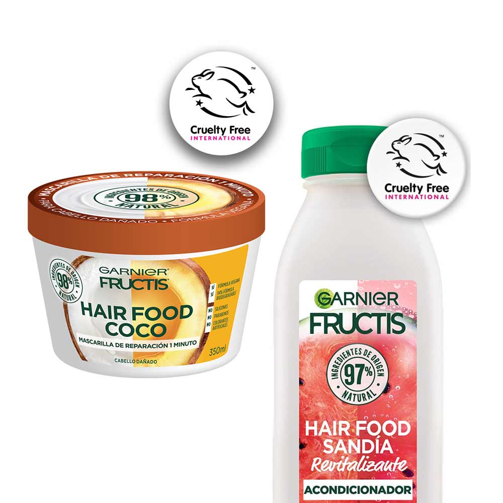 Pack FRUCTIS Acondicionador Hair Food de Sandía 300ml + Crema de Tratamiento Hair Food Reparadora de Coco 350ml