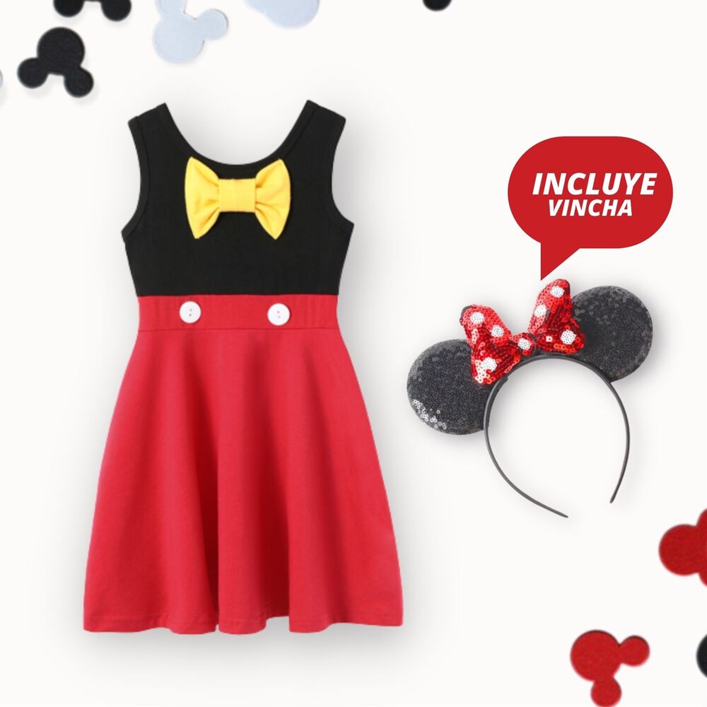 Disfraz  de Niña   Micky Mouse + Vincha