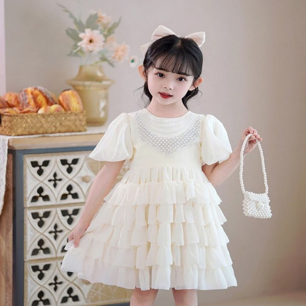 Vestido  de Niña Bebe Bautizos Con Detalles de Perlas