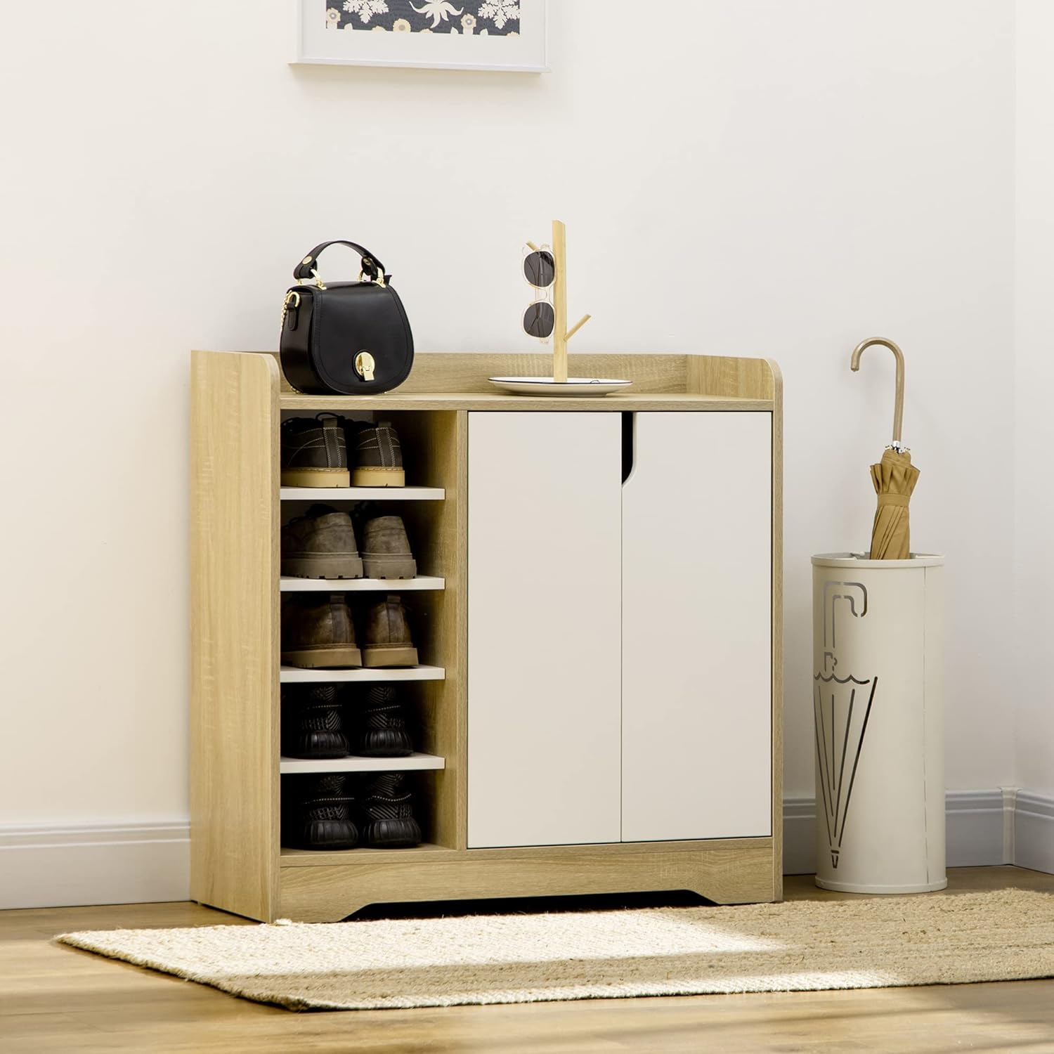 Zapatera Clásica Júpiter 2 puertas color Duna/Blanco TU MESITA