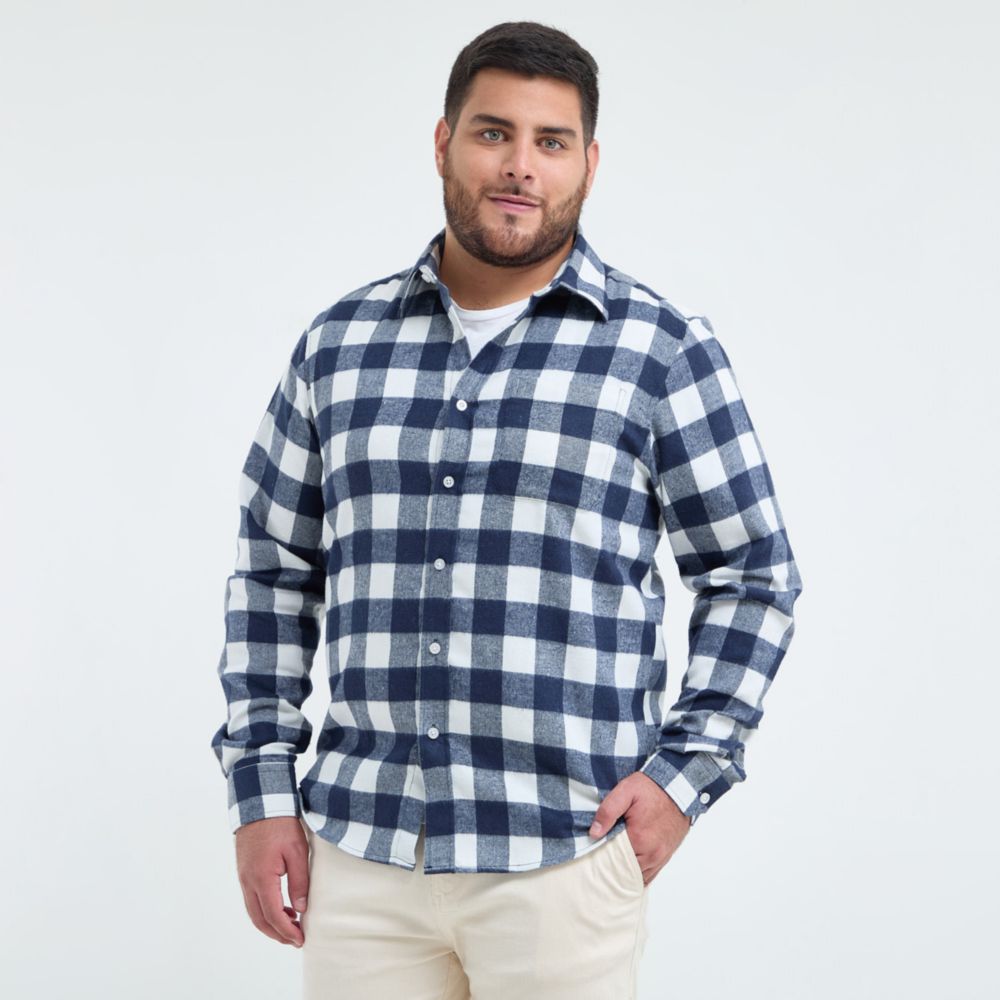 Camisa Madison Manga Larga Big Flannel Checks Hombre