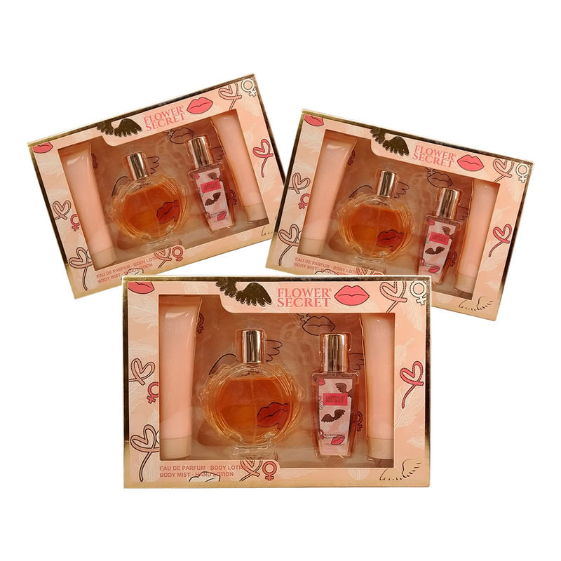 Eau De Parfum + Body Lotion + Body Mist + Hand Lotion Flower Secret 3 Pack