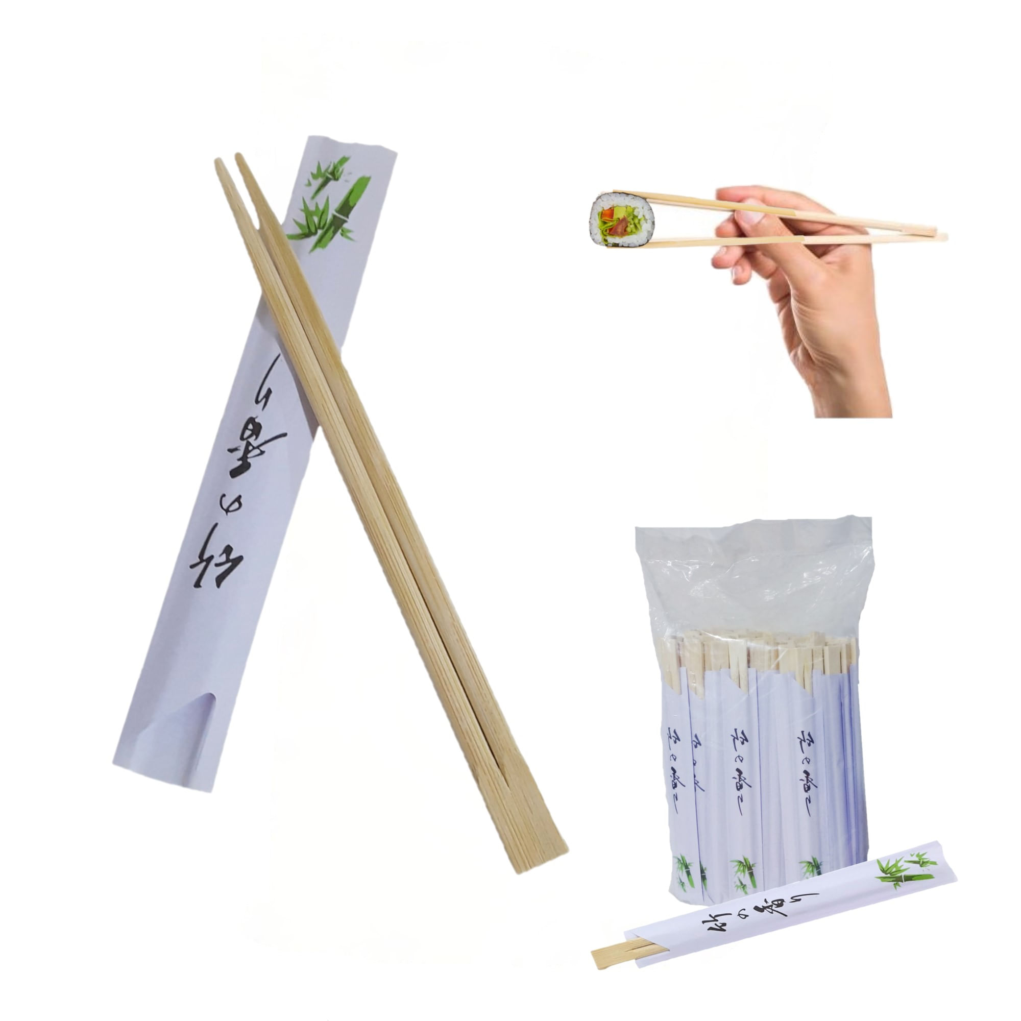 Palillos Japones Bambu Descartable Letras 100par