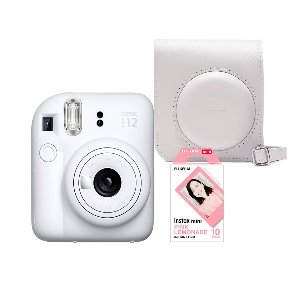 Camara Fujifilm Instax Mini 12 Blanco +Estuche 12 +Pelicula Lemonade