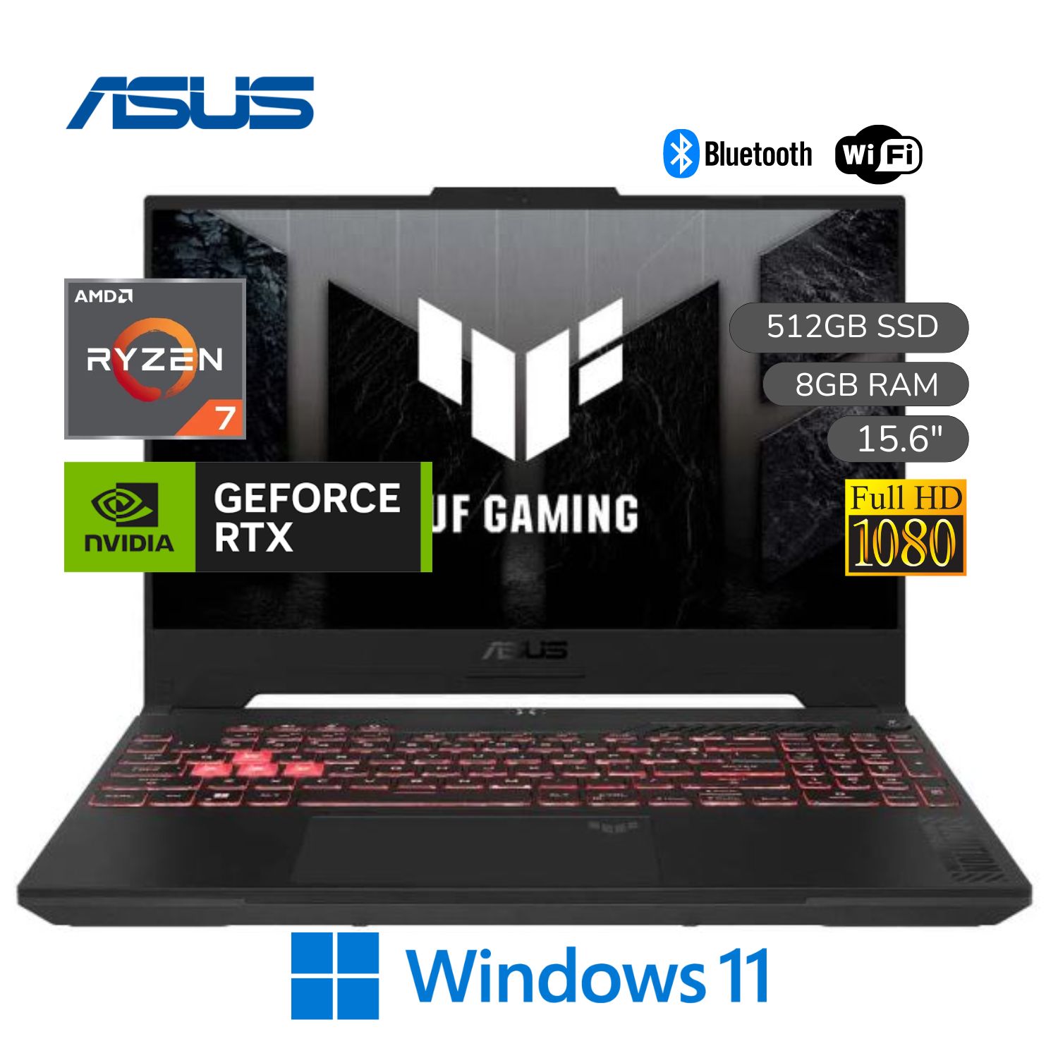 Laptop Asus Gamer FA507RF-HN018 15.6" FHD AMD Ryzen 7-6800HS Ram 8GB SSD 512GB,Windows 11