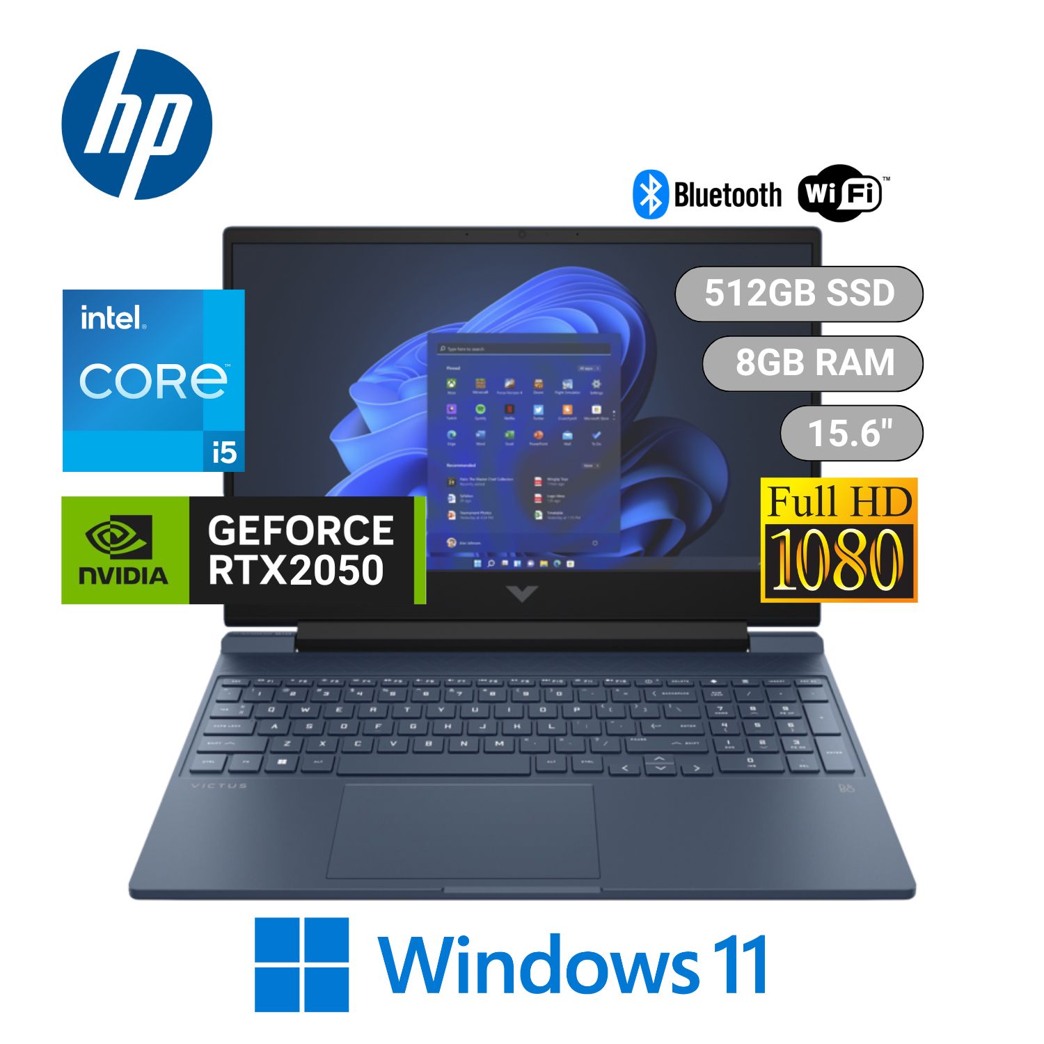Laptop HP Victus Gaming 15-FA1005LA Intel Corei5-12450H 8GB RAM 512GB SSD 15.6" FHD NVIDIA RTX2050-4