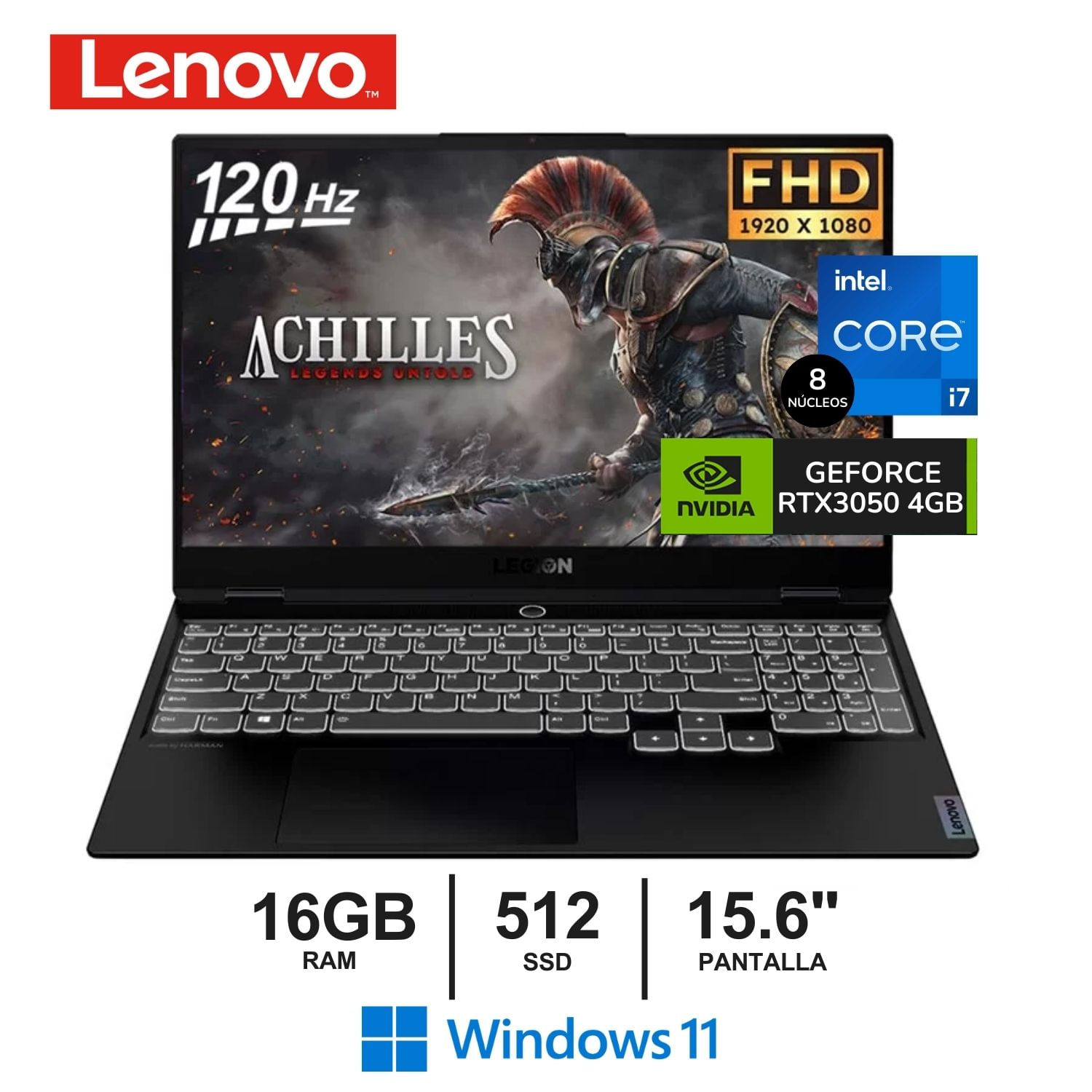 Laptop Lenovo Legion 5 15ACH6 82JW00Q5LM AMD RYZEN 7-5800H 16GB RAM 512GB SSD RTX3050 4GB 15.6" FHD
