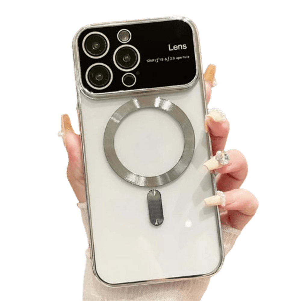 Funda for iPhone 13 Pro Max MagSafe Metalizado Plateado Lens Protector Resistente a Caídas y Golpes