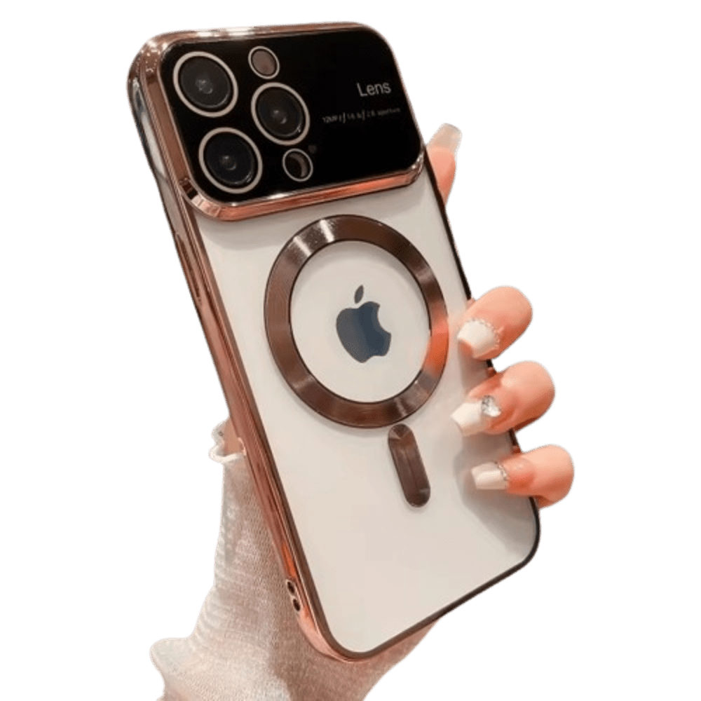 Funda para iPhone 13 Pro Max MagSafe Metalizado Rosa Lens Protector Resistente a Caídas y Golpes