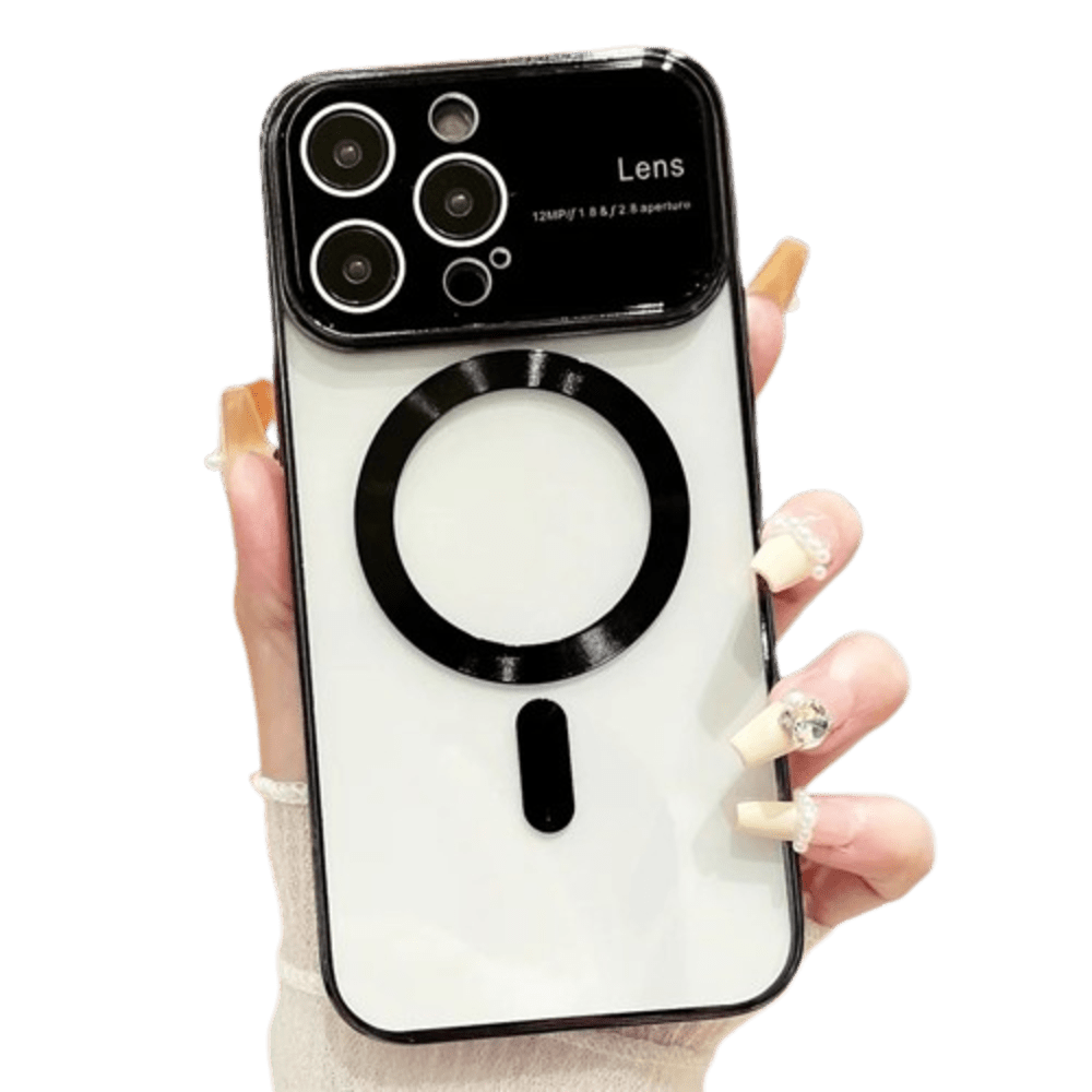 Funda para iPhone 15 Plus MagSafe Metalizado Negro Lens Protector Resistente a Caídas y Golpes