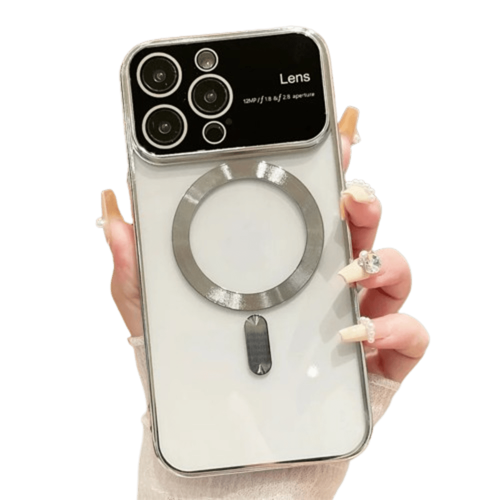 Funda para iPhone 15 Plus MagSafe Metalizado Plateado Lens Protector Resistente a Caídas y Golpes