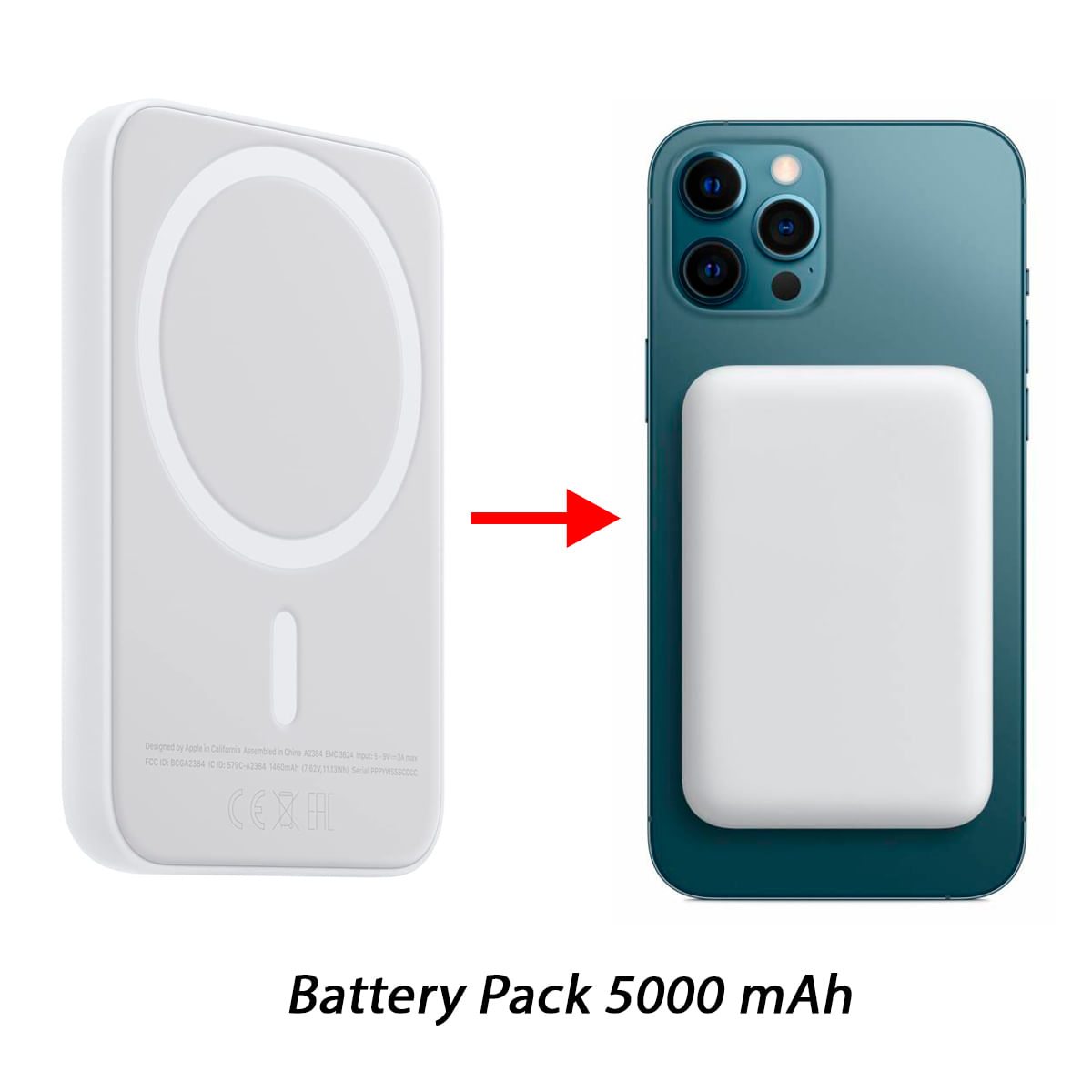 Power Bank 5000mAh para iPhone Battery Pack Carga inalámbrica