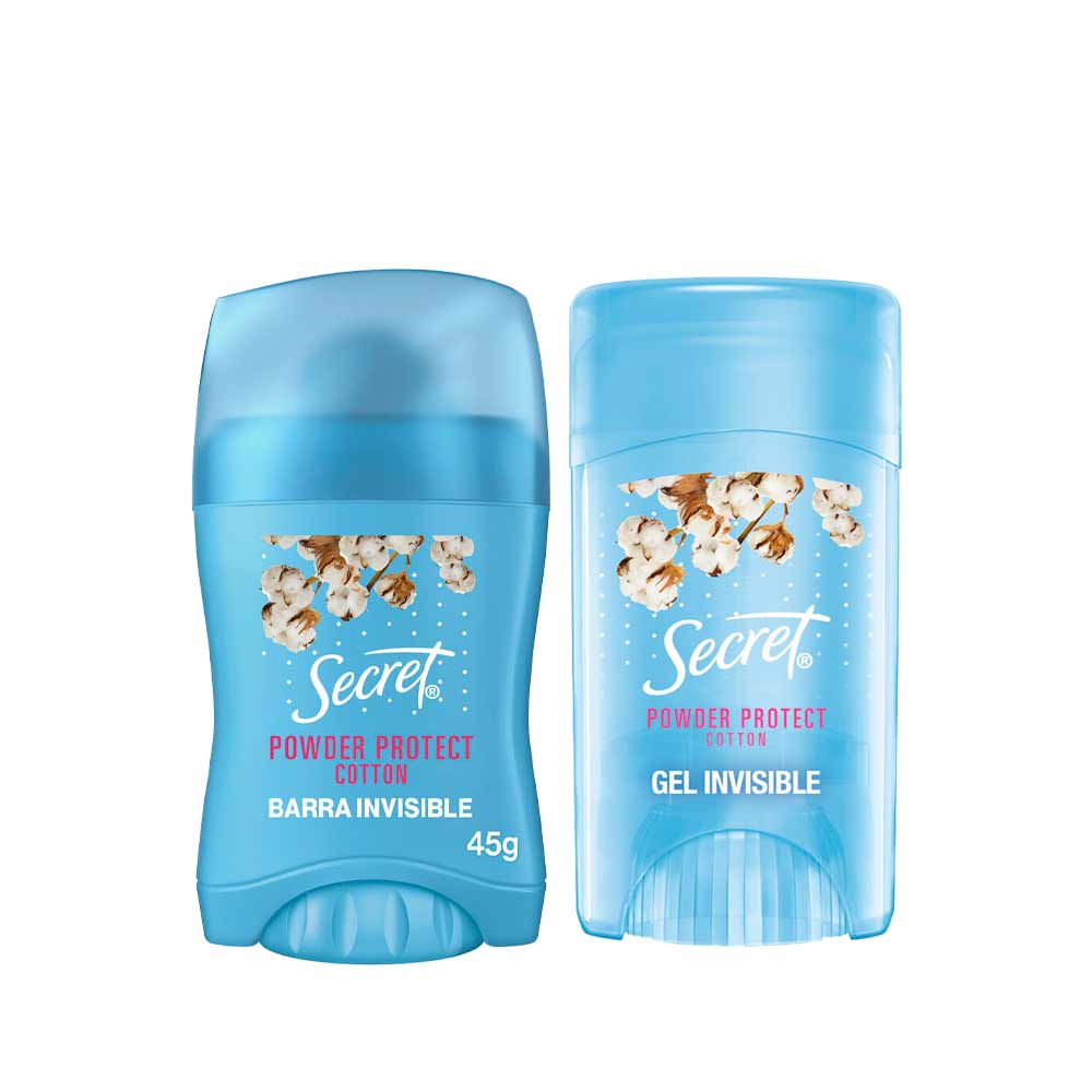 Pack Desodorante Secret Powder Protect Cotton Barra 45g & Gel