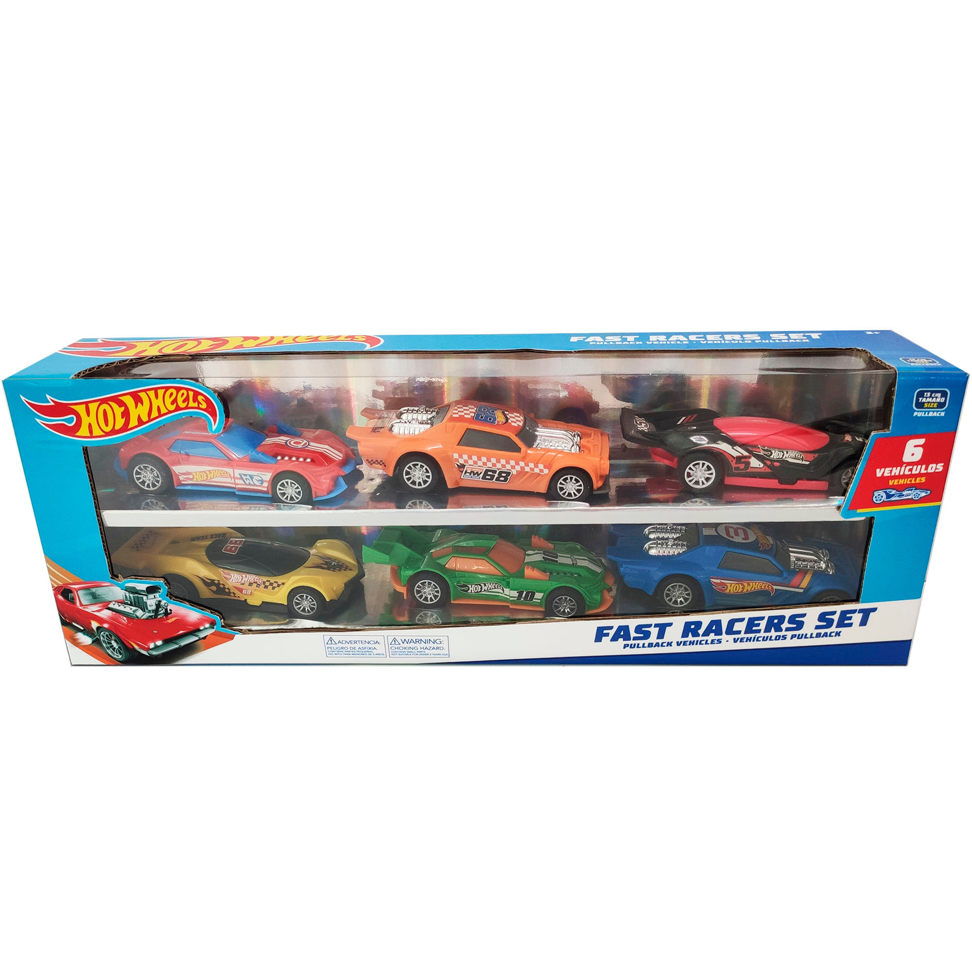 Vehículo de Juguete HOT WHEELS Pullback 13Cm 6 Pack