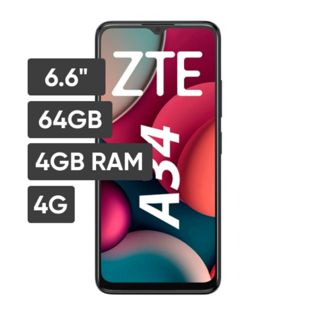 Smartphone ZTE A34 6.6" 4GB 64GB 5MP Gris