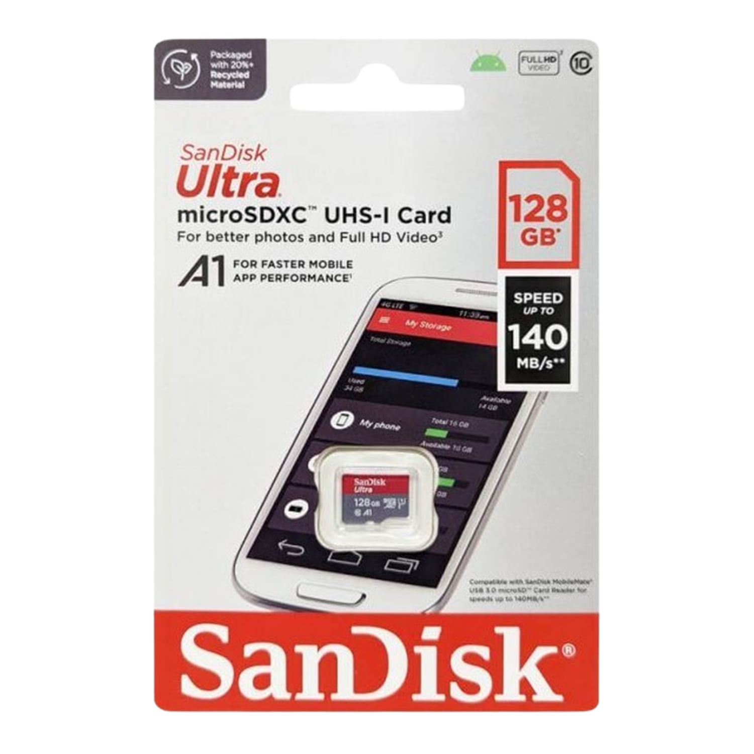 Memoria Micro SD Sandisk 128 GB Ultra A1 140 Mbps