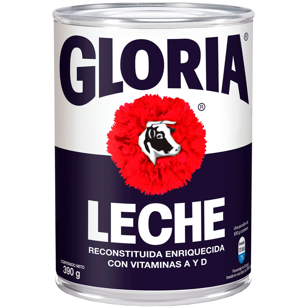 Leche Reconstituida Entera GLORIA Lata 390g