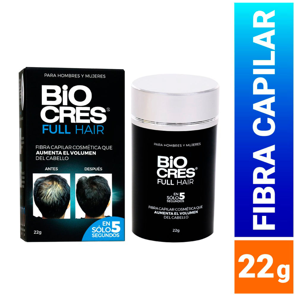 Fibra Capilar cosmética BIOCRES Full Hair Frasco 22g (Color Negro)