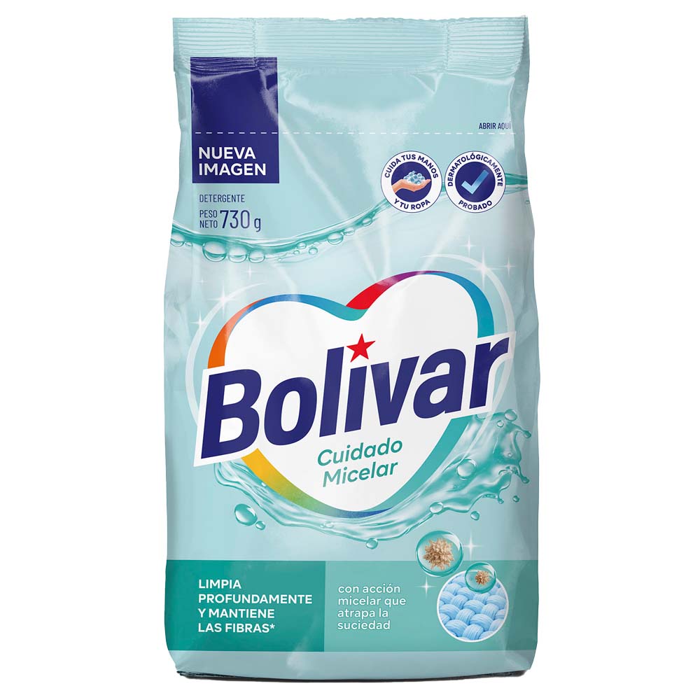 Detergente en Polvo BOLIVAR Cuidado Micelar Bolsa 730g