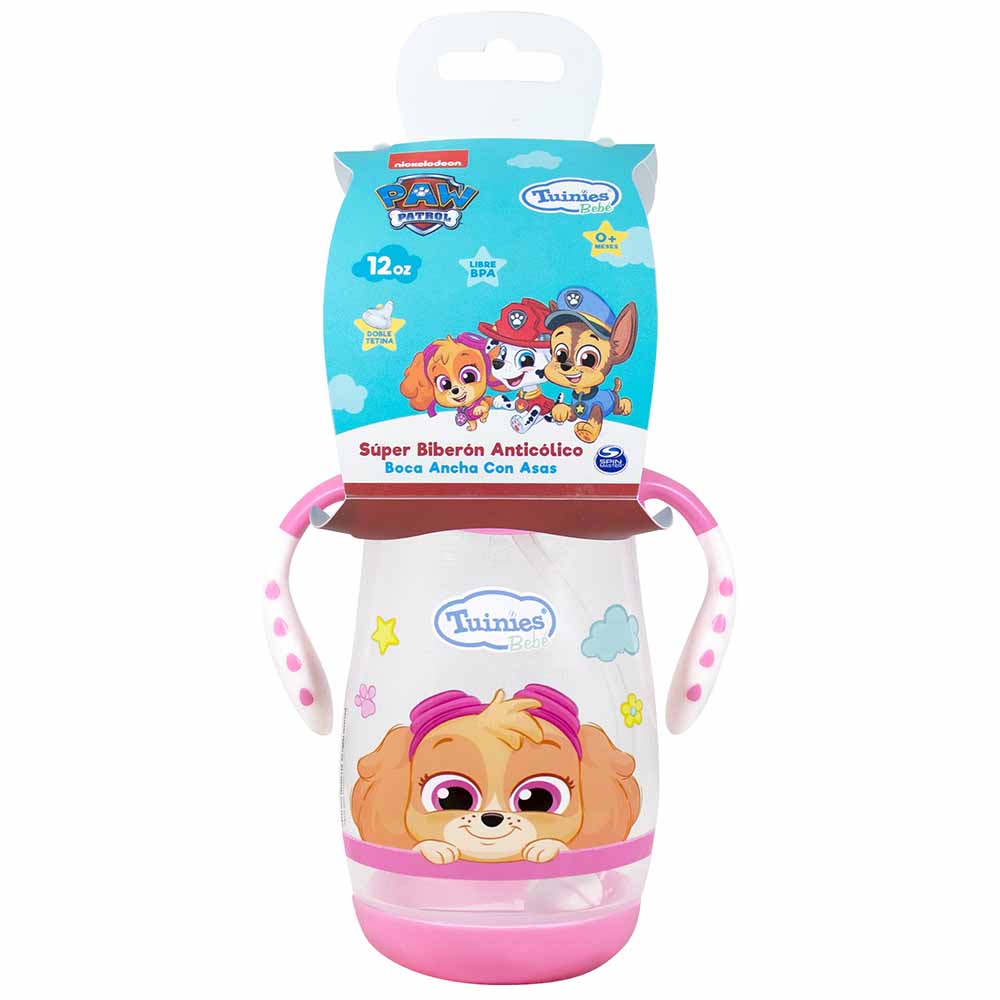 Super Biberón PAW PATROL Anticólico con Asas 12Oz Niña