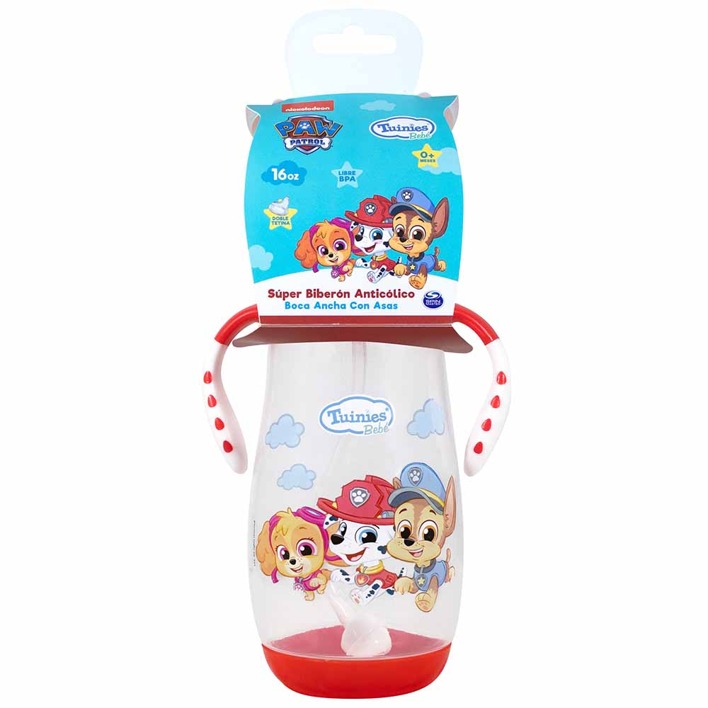 Super Biberón PAW PATROL Anticólico con Asas 16Oz