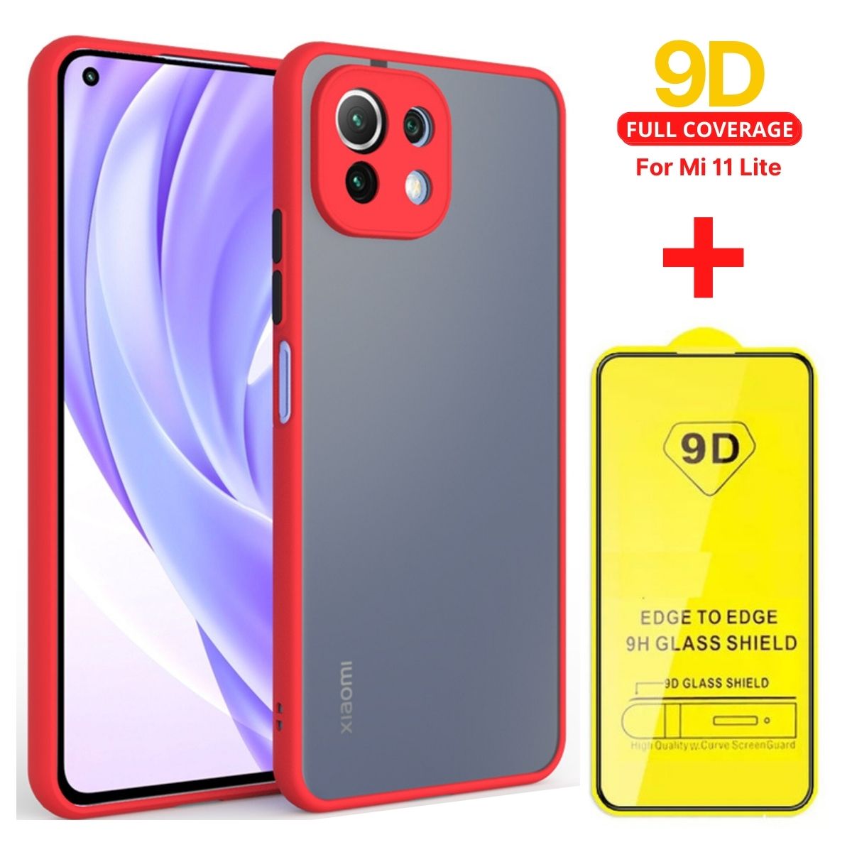 Case Mate Ahumado + Mica de Vidrio 9D Xiaomi Mi 11 Lite Rojo