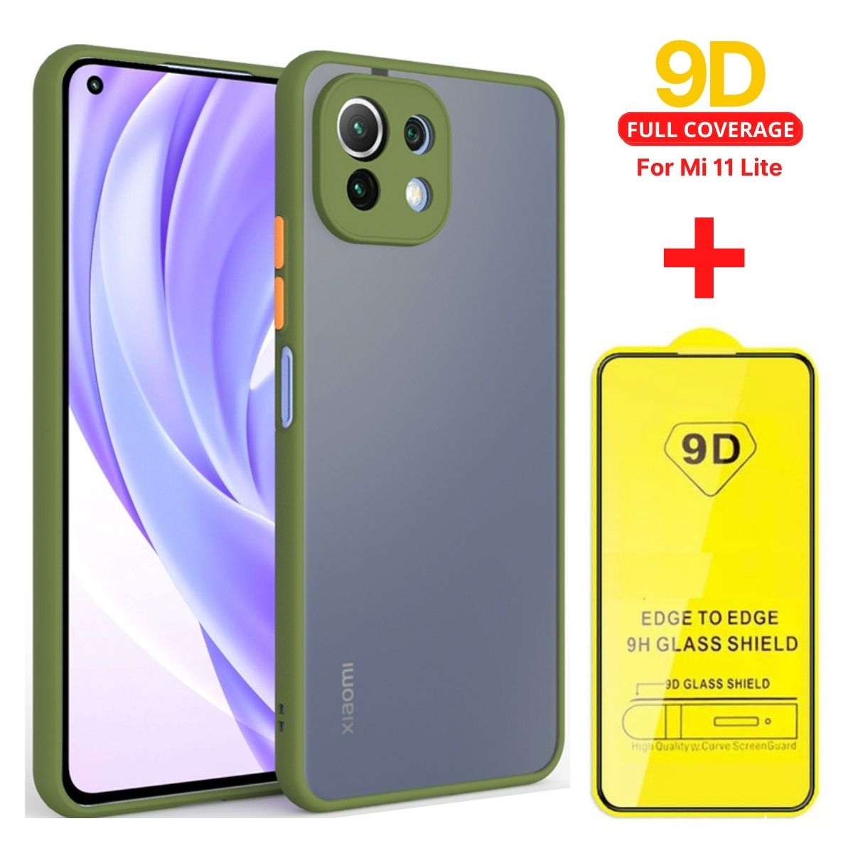 Case Mate Ahumado + Mica de Vidrio 9D Xiaomi Mi 11 Lite Oliva