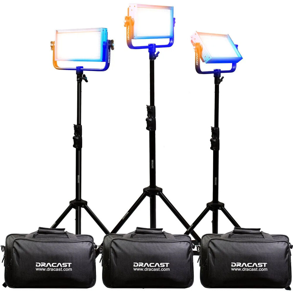 Panel de Luz Led Dracast Pro Series Led500 Bi Color V Mount Kit de 3 Luces para Entrevistas