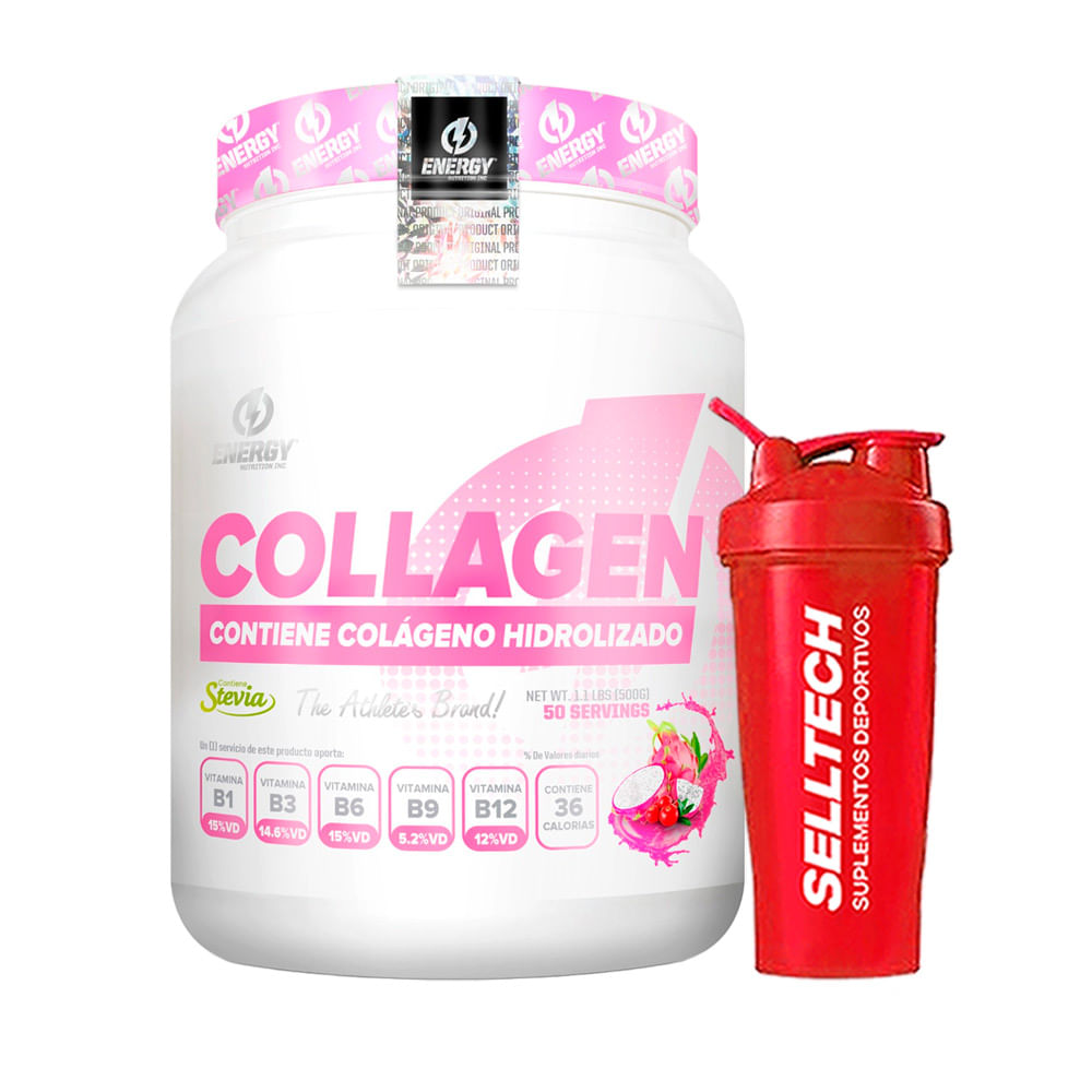 Colágeno Hidrolizado Energy Nutrition 500gr Tropical+Shaker